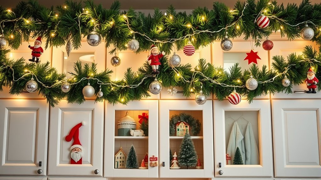 Christmas Decorating Above Kitchen Cabinets: Garland, Ornaments, Signs ...