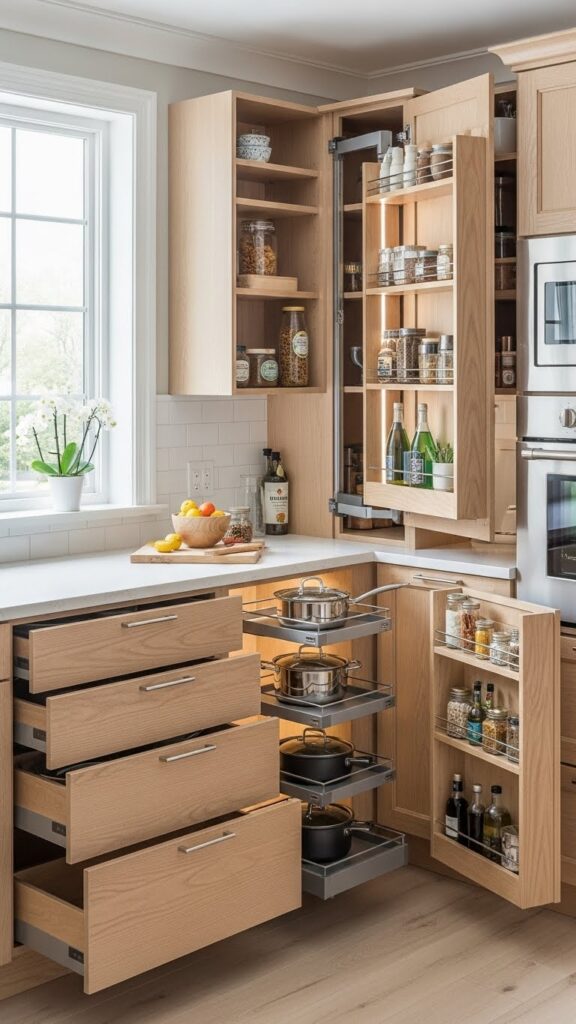 Hybrid corner cabinet solutions