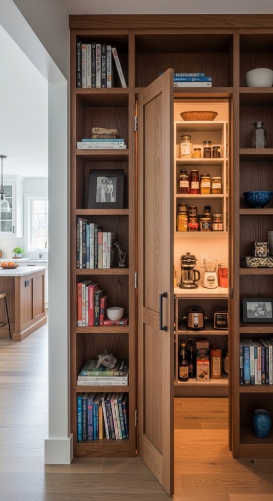 19 Hidden Pantry Ideas to Maximize Space Without Sacrificing Style 16 Bookshelf Door Pantry