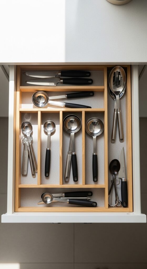 19 Tiny Kitchen Design Ideas to Maximize Space and Style 17 Drawer Dividers 1