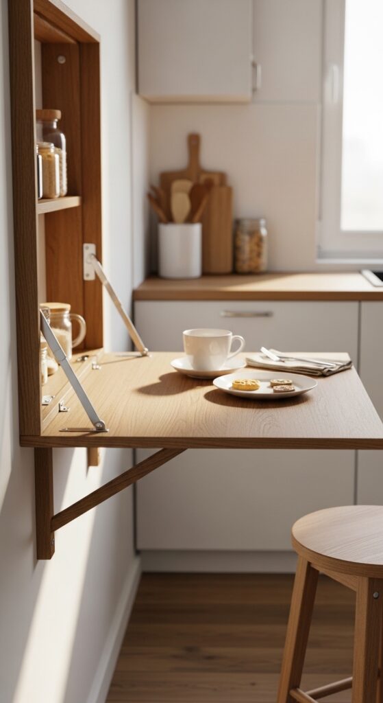 19 Tiny Kitchen Design Ideas to Maximize Space and Style 16 Fold Down Table 1