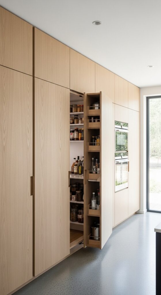 19 Hidden Pantry Ideas to Maximize Space Without Sacrificing Style 18 Pantry Hidden in Wall Panels